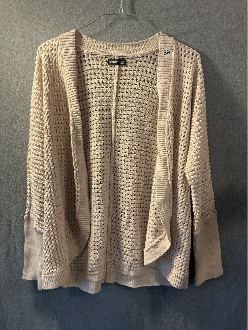 Simply Vera Vera Wang Cream Open Knit Cardigan XXL